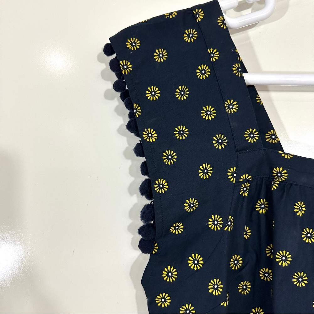 J.Crew Printed Square-Neck Top In Cotton Poplin With Pom Poms - Picture 4 of 9